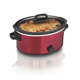 Hamilton Beach Brands 445007254217 6 Quart Slow Cooker Stoneware Crock With Removable Pot Red