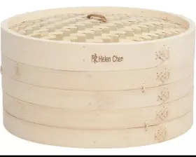 97010 Helens Asian Kitchen Food Steamer With Lid 12-inch Natural Bamboo
