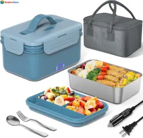 Hd-j-0088 Herrfilk Electric Lunch Box Food Heater 100w 4 In 1 Ultra Quick Heated Acid Blue
