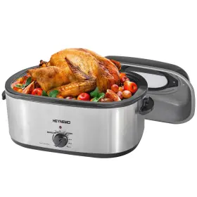 Heynemo 655887402975 24 Quart Electric Roaster Oven With Self-basting Lid Stainless Steelturkey R