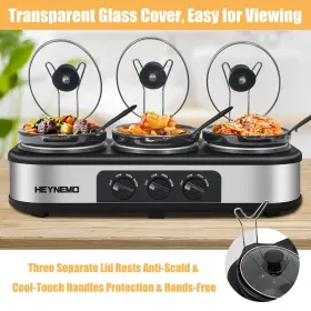 Heynemo 705604911485 Triple Slow Cooker 3 1.5 Quart Buffet Servers And Warmers Pots C #2