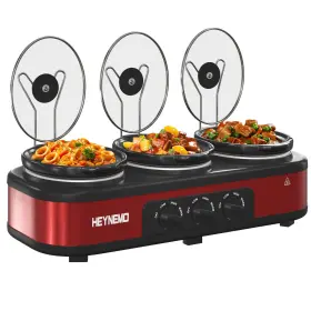 B0ct8tdwr5 Heynemo Triple Slow Cooker 3 X 1.5 Quart Portable Small Dual Crock Buffet Servers