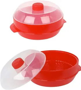 Home Style 097958008394 Bpa-free Microwave Steamer For Healthy Oil-free Cooking - Steam Red