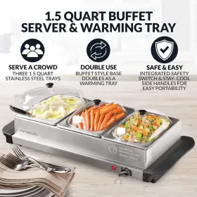 3-station Homecraft 082677002679 Hcbs15ss 1.5-quart Stainless Steel Buffet Server Slow Cooker And Warm #2 3-station Homecraft 082677002679 Hcbs15ss 1.5-quart Stainless Steel Buffet Server Slow Cooker And Warm #2