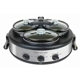 Homecraft 313112032037 Triple 1.5 Quart Stainless Steel Slow Cooker Buffet