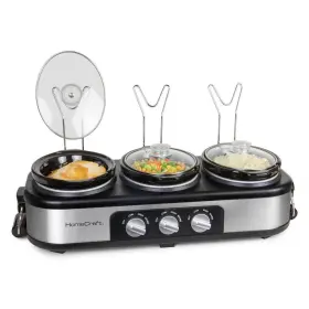 3-station Homecraft Hctsc15ss Slow Cooker Buffet 1.5- Quart Ceramic Pot Stainless Steel #2