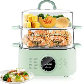 Es931 Homtone 2 Tier Electric Food Steamer Cooker Healthy Vegetable Steaming 9.3l Stackable