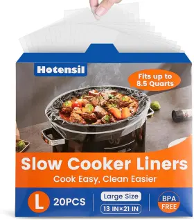 Hscl-l20 Hotensil Slow Cooker Liners 13 Inch X 21 20 Count Cooking Bags Large Size Disposabl