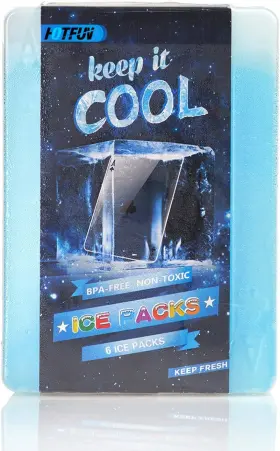 Pkip6 Hotfun Ice Packs For Lunch Box Slim Reusable Freezer Dry Pack 6 Blue