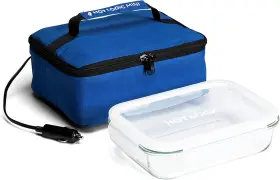 16801189-bl Hotlogic Mini Portable Electric Lunch Box Food Heater With 12v Glass Blue