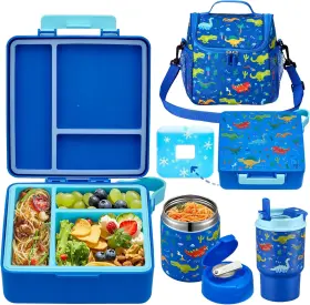 B0drxx85b1 Howeemo Bento Lunch Box For Kids With 17oz Soup Thermo Insulated Tumbler Dinosaur