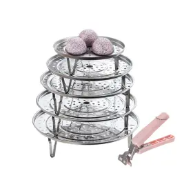 Hzlhzyy 767065912906 5 Pack Stainless Steel Cooking Steamer Rack With 10x10x2 Inches Silver