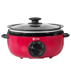 Icook 758577581735 6.5 Quart Slow Cooker Simmer Pot With Transparent Glass Cover Cooks Entrees