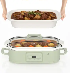 B0fr4v3ylk Indy Vac 4 Quart Casserole Programmable Slow Cooker With Ceramic Baking Dish - Perfect Ki