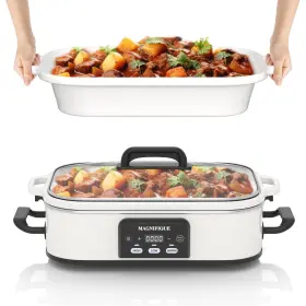 Mjl-scp41p-whwh-1p Indy Vac 4 Quart Casserole Programmable Slow Cooker With Ceramic Baking Dish - Perfect