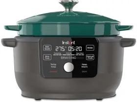 140-0054-01 Instant Precision 6-quart Electric 5-in-1 Cast Iron Dutch Oven Green Lid