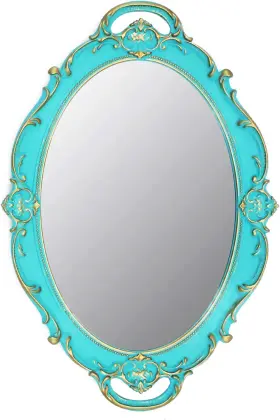 Ip-duo60red Instant Pot Vintage Mirror Small Wall Hanging 14.5 X 10 Inchs Oval Blue