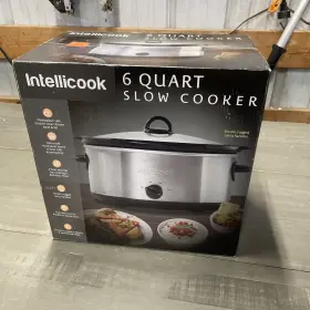 Intellicook 079902173440 Slow Cooker 6 Quart Black Stainless Programmable Multiple Settings