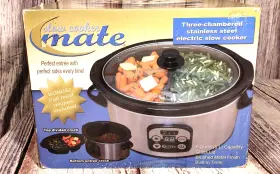 3102080 Intertek Slow Cooker Mate Three-chambered Stainless Steel Electric 6 Quart Capacity Cook