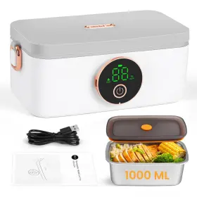 Iridesc 721718387190 Self Heating Lunch Box 1l Battery Powered Large White