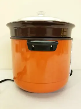 1309-10 Jc Penny Vintage Penney Slow Cooker And Deep Fryer Orange With Removable Crock Rare #3