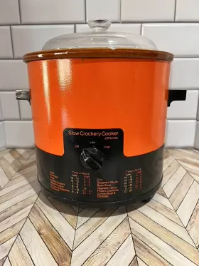4510 Jcpenny Vintage Slow Crockery Cooker Orange With Lid 3.5 Quart Crockpot Tested