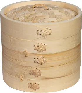 J26-0016 Joyce Chen 2-tier Bamboo Steamer Baskets 6-inch 6 Inch Natural