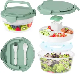 Js-sl002 Jslove Salad Container For Lunch 58oz Bento Box Adult With 4 Green