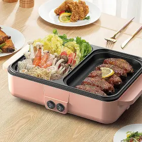 Kaichenyt 758439353647 Hot Pot With Grill Electric Frying Pan Shabu 2 In 1