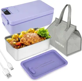 F-818-3 Keweis Cordless Electric Lunch Box Food Heater Battery Powered Heated Purple