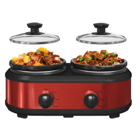 Keygarzone 789889884061 Double Slow Cooker Buffet Server And Warmers Small With 3 Indivi