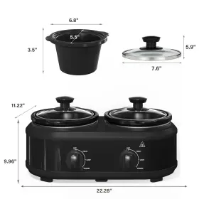 Keygarzone 789889884078 Double Slow Cooker Buffet Server And Warmers Small With 3 Indivi #3
