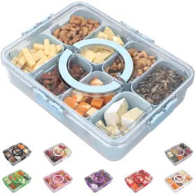Keyvoz 860012385188 Snackle Box Container With Lid- Travel Charcuterie Large Blue