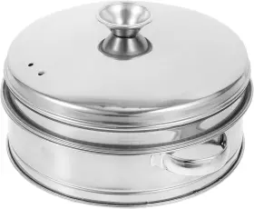 F82mj17351qfjm4433a4m0 Kichvoe 1 Set Binaural Steel Bottom Steaming Rack Steamer 23x18x12cm Silver