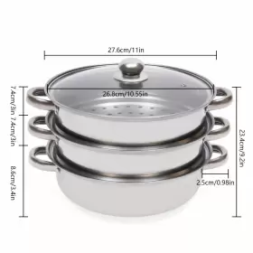 Kidfad 629721836233 A Stainless Steel Steamer With Three Tiers Designed As Hot Pot Cooker #2