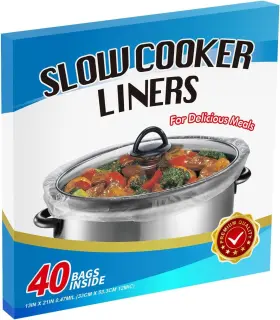 Kiginhans 313102931975 40 Slow Cooker Liners Large Pot Liner Disposable Cooking Bags Fit 3 Quart To 8 F