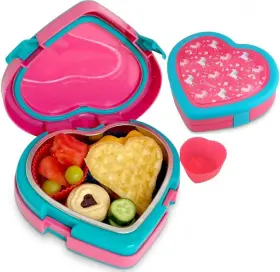 38-zvii-apxd Kinsho Unicorn Stainless Steel Lunch Box For Toddler Girls Pink Heart