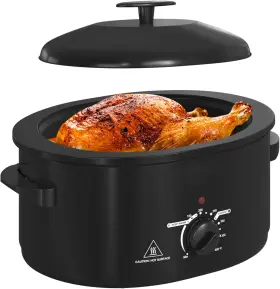 Kiss The Water 445047345395 8 Quart Electric Roaster Oven With Self-basting Lid Turkey Defro