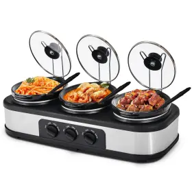 Kiss The Water 789889886959 Triple Slow Cooker 3 1.5 Quart With Cooking Settings Buffet Se
