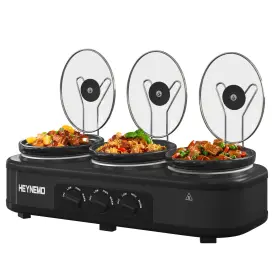 Kiss The Water 795276246466 Triple Slow Cooker 3 X 1.5 Quart With Cooking Settings Buffet Ser