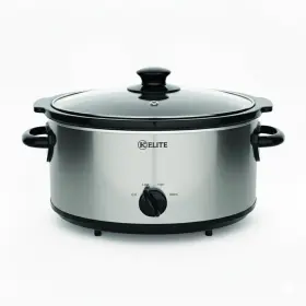 Ke-sc100 Kitchen Elite 6 Quart Slow Cooker Stainless Steel Ceramic Crock Pot With Glass Lid