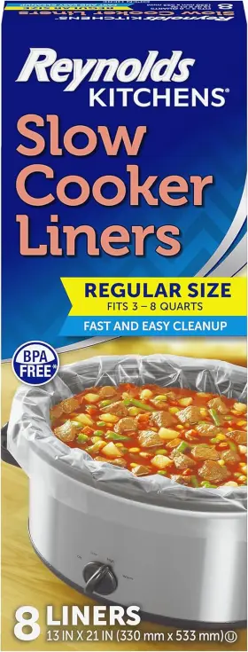 Kitchens 445024949998 Slow Cooker Liners 8 Pack Fits 3-8 Quart Round And Oval Cookers