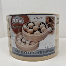 Kktc Myland 715470405827 Bamboo Steamer Set 2 Trays 1 Cover 8 Inch Dia
