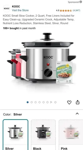Ksc200s Kooc 2 Quart Round Slow Cooker Silver
