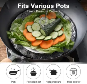 Kznxcvi 797550213713 Stainless Steel Steamer Basket Vegetable 5.1 Inch To 9.5 Silver #2