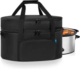 Lasuk 313051421473 Double-layer Slow Cooker Travel Bag Compatible With 6 7 8 Quart Crock-pot Ins
