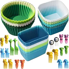 Liamasum 753980349637 Silicone Lunch Box Dividers - Bento Lunchbox Standard Colorful