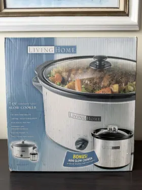 Kc271lv Living Home 7 Quart Stainless Steel Slow Cooker Mini New