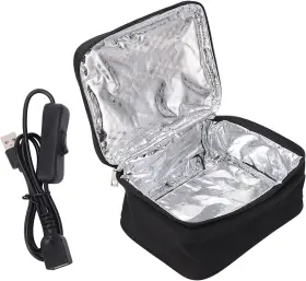 Lkpomi2bo758vfym41790 Lkpomi Electric Lunch Box Bag Usb Powered Warmer Portable Oven Black