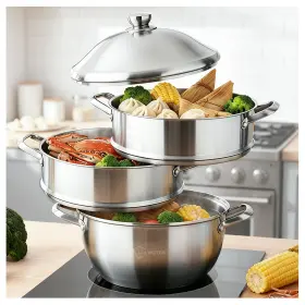Lolykitch L-us-gb-sp-1 8-quart/ 30cm Stainless 8 Quart Stock Pot With Steamer Silver